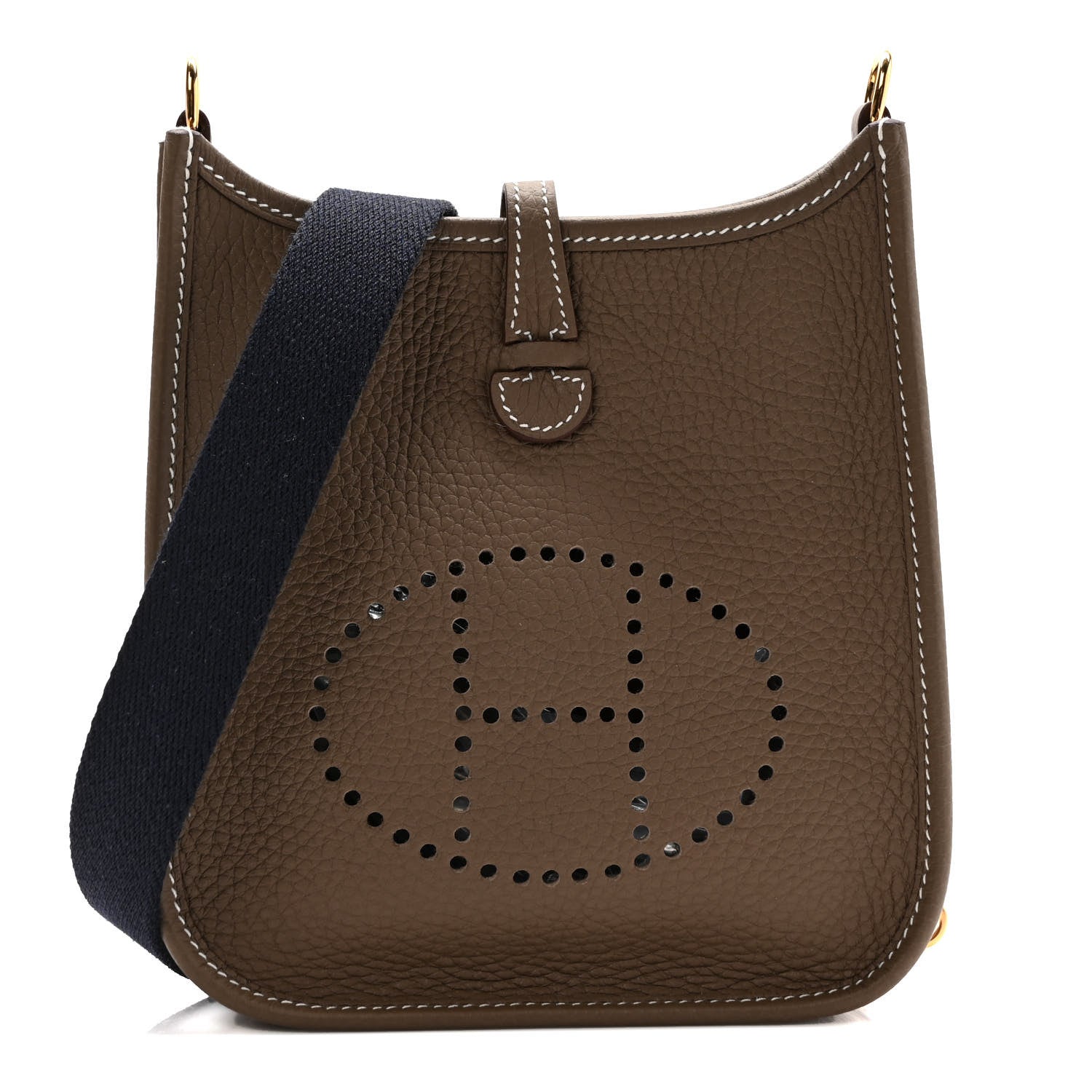 Hermes Taurillon Clemence Amazone Evelyne TPM Etoupe Bleu Indigo 1 of 9