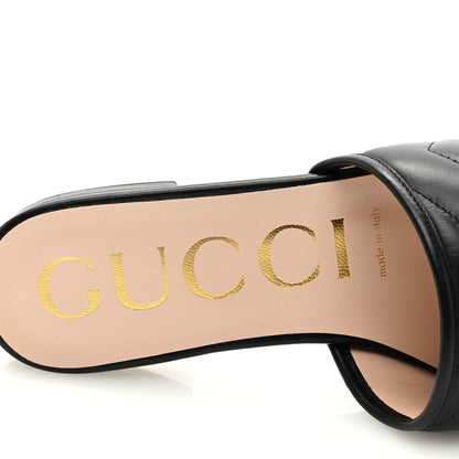 Gucci Nappa Matelasse GG Marmont Flat Slide Sandals 37.5 Black 7 of 8