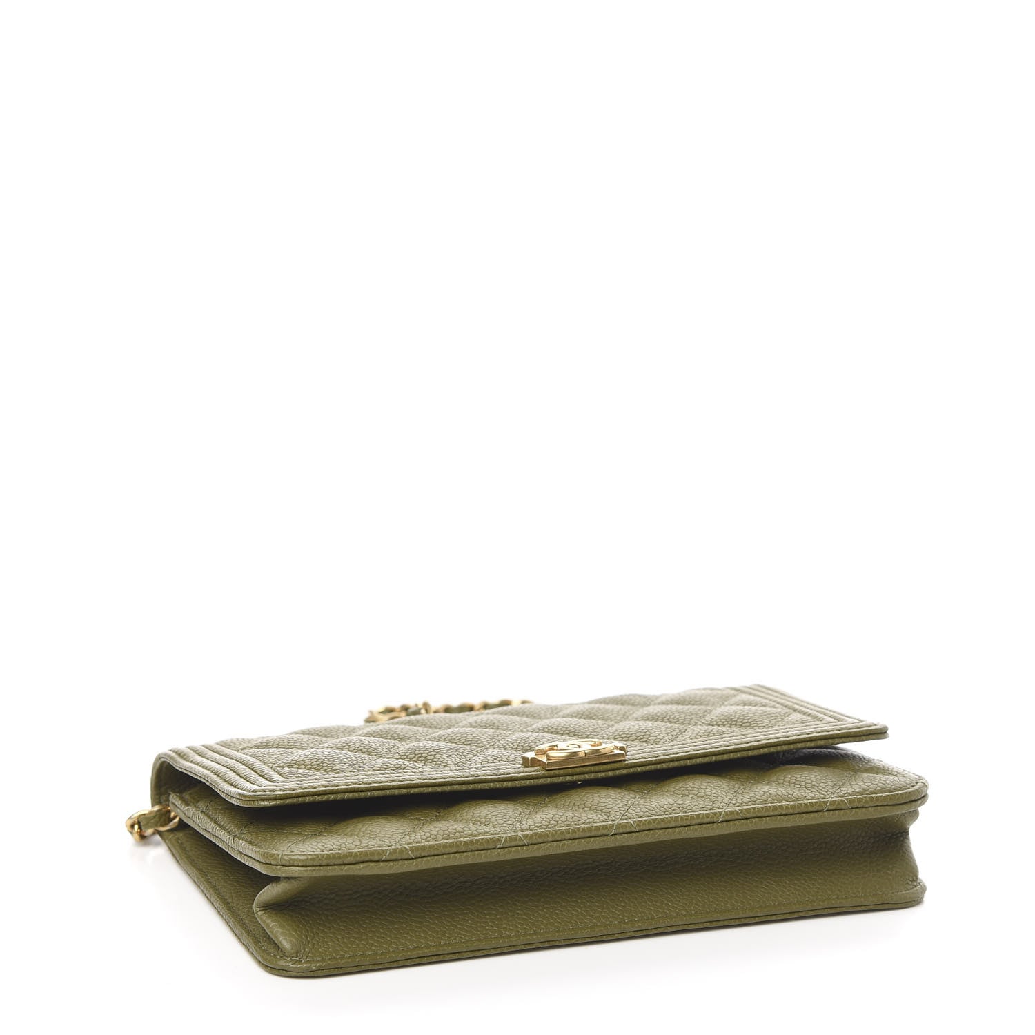 Chanel Caviar Quilted Boy Wallet On Chain WOC Khaki 4 of 11