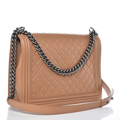 Chanel Lambskin Quilted Large Boy Flap Dark Beige 3 of 11