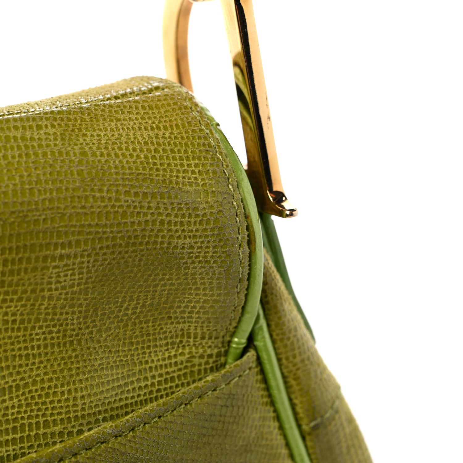 Christian Dior CHRISTIAN DIOR Lizard Saddle Bag Green 16 of 17