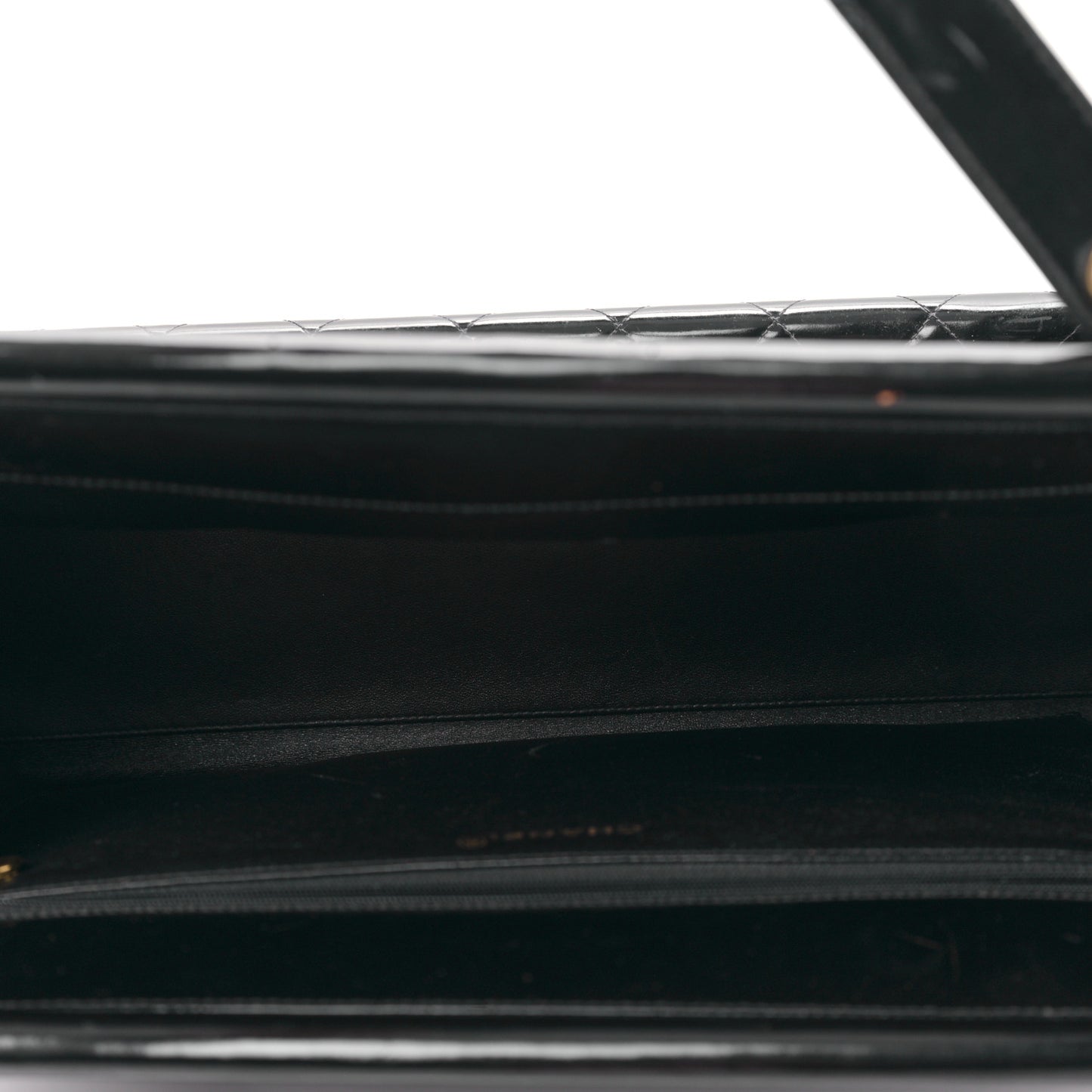 Patent Quilted Shopping Tote Black