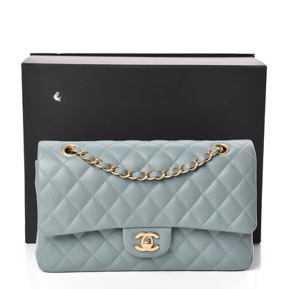 Chanel Iridescent Caviar Quilted Medium Double Flap Light Blue 10 of 10