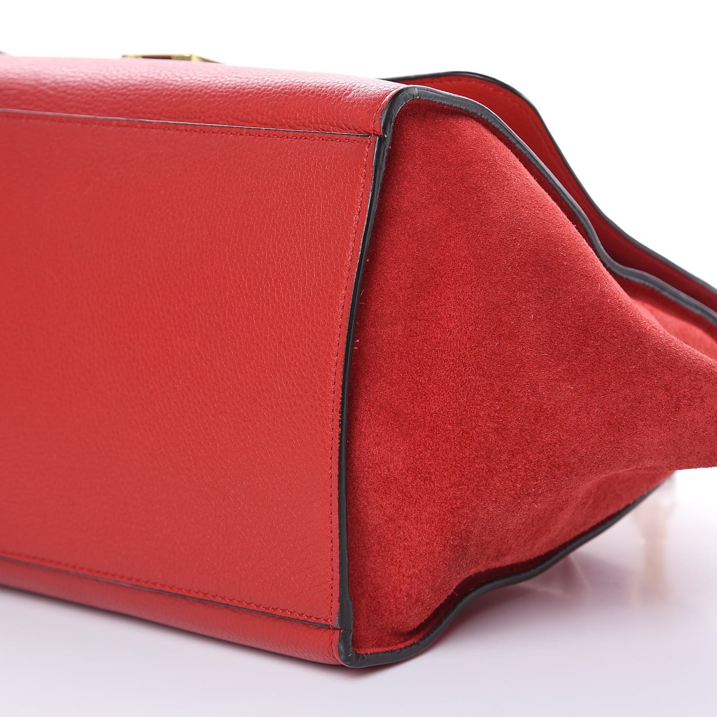 Drummed Calfskin Suede Medium Trapeze Coquelicot