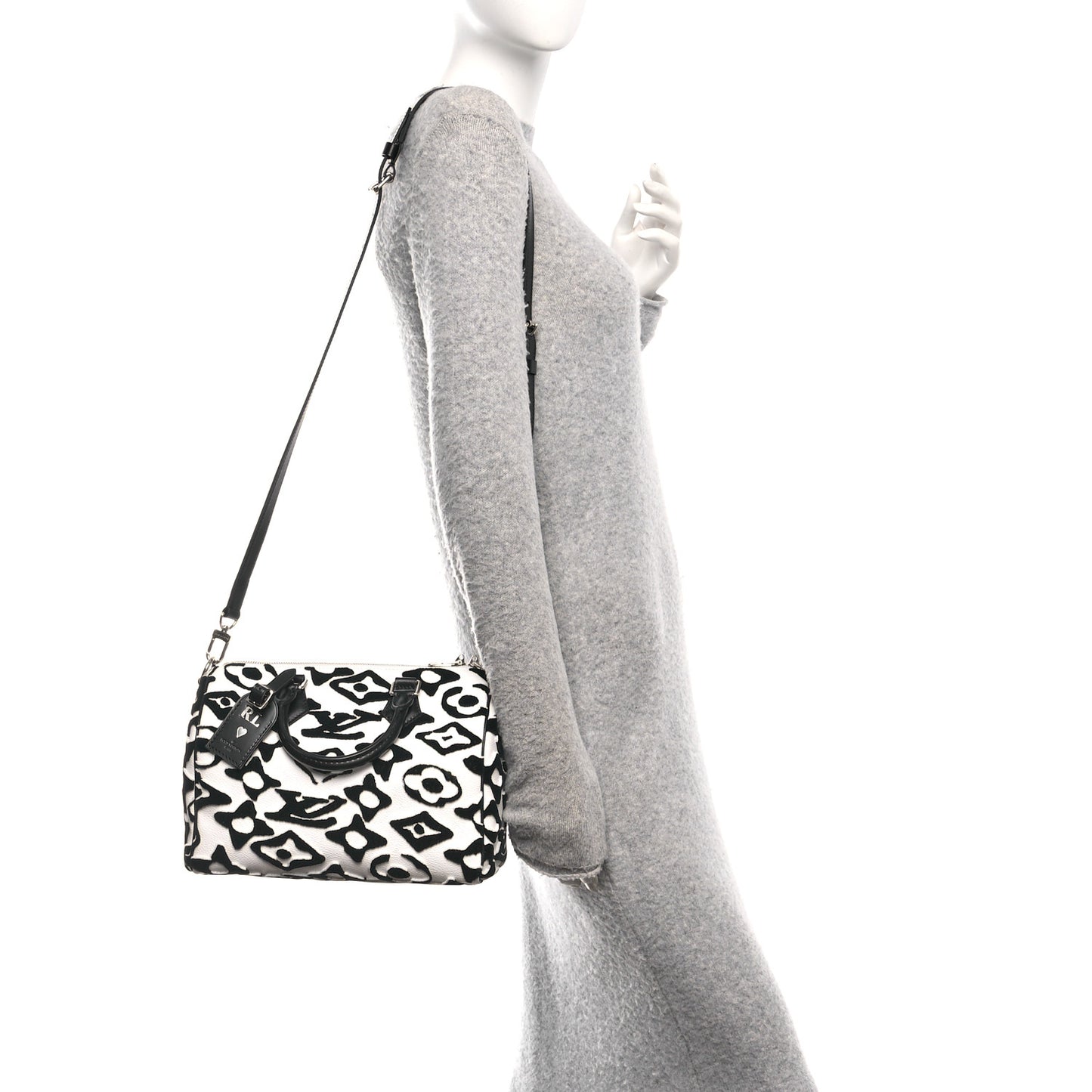X UF Tufted Monogram Speedy Bandouliere 25 White Black