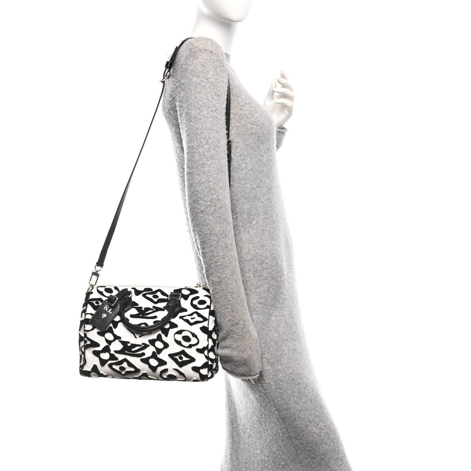 Louis Vuitton X UF Tufted Monogram Speedy Bandouliere 25 White Black 2 of 13