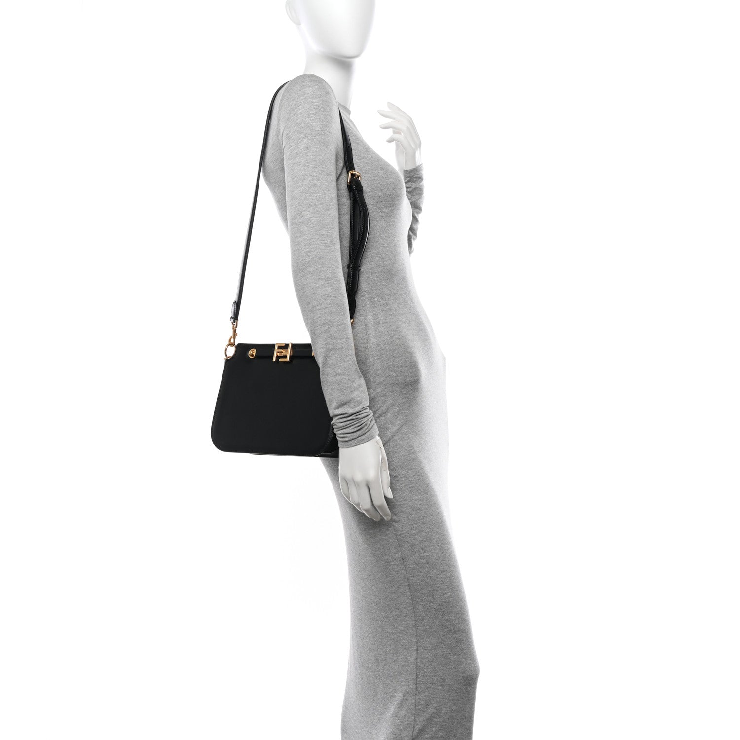 Fendi Vitello King Luxor Fendi Touch Shoulder Bag Black 2 of 11