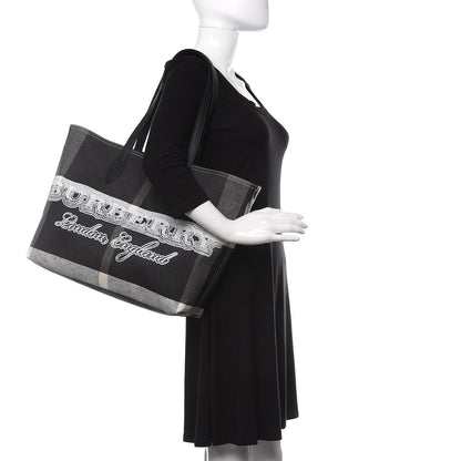 Burberry Coated Canvas Mega Check Medium Doodle Tote Black White 2 of 10