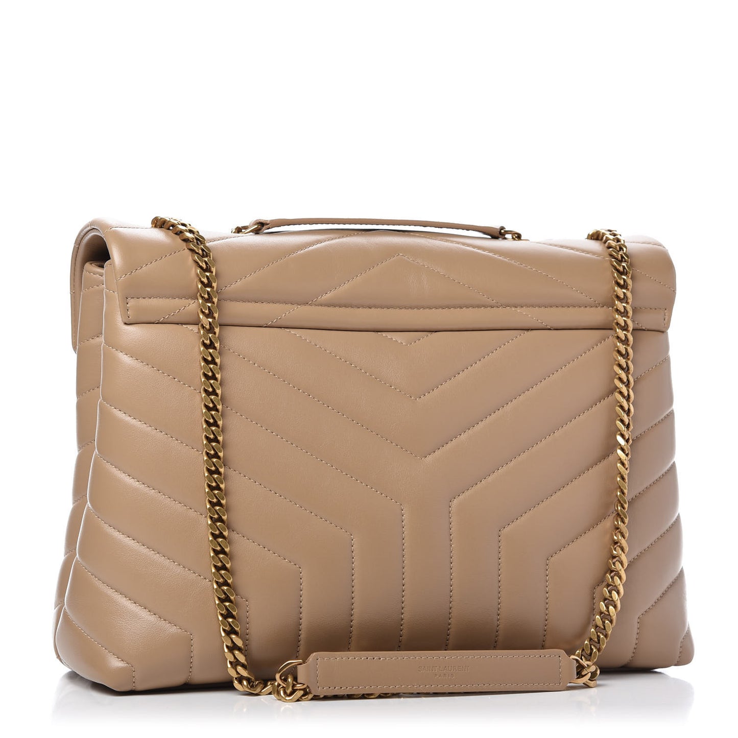 Calfskin Y Quilted Monogram Medium Loulou Chain Satchel Dark Latte
