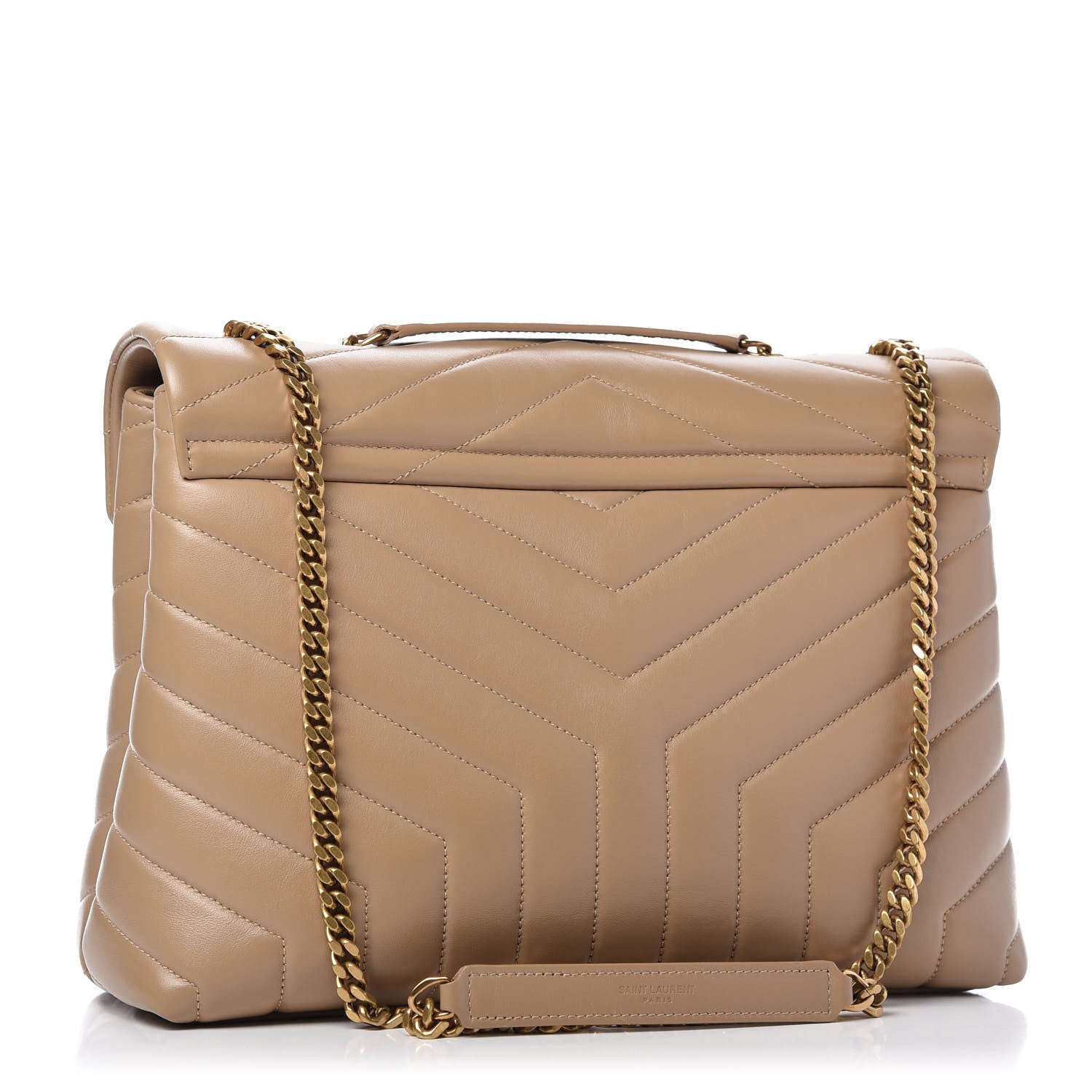 Saint Laurent Calfskin Y Quilted Monogram Medium Loulou Chain Satchel Dark Latte 3 of 11