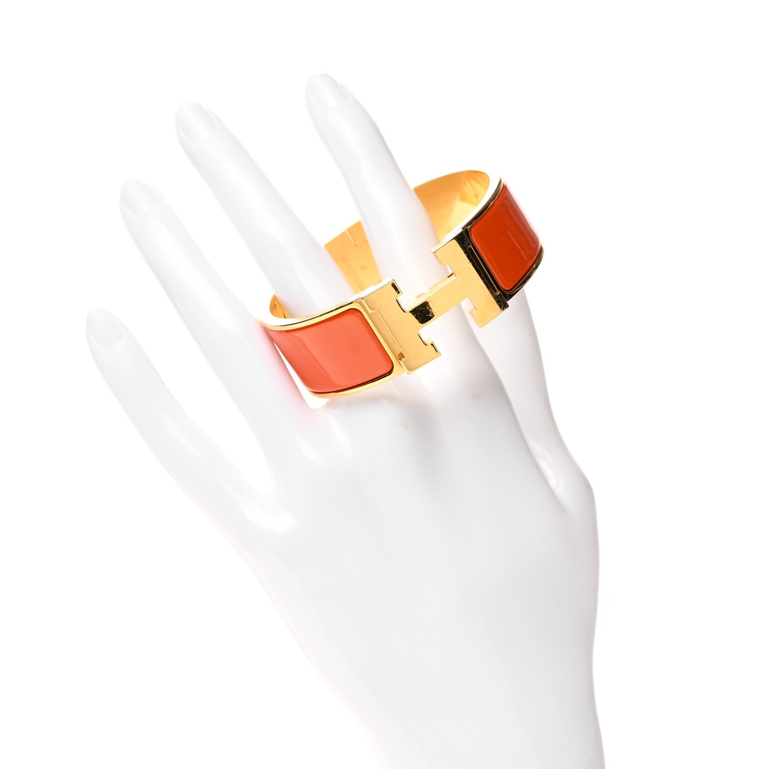 Hermes Enamel Wide Clic Clac H Bracelet PM Orange 2 of 6