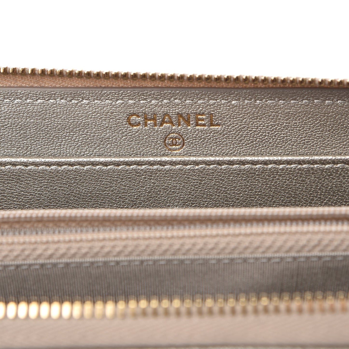 Metallic Sheepskin Quilted Mademoiselle Vintage Zip Around Wallet Light Gold