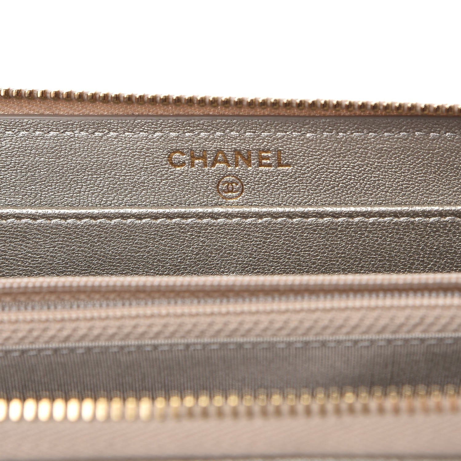 Chanel Metallic Sheepskin Quilted Mademoiselle Vintage Zip Around Wallet Light Gold 6 of 9