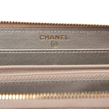 Chanel Metallic Sheepskin Quilted Mademoiselle Vintage Zip Around Wallet Light Gold 6 of 9