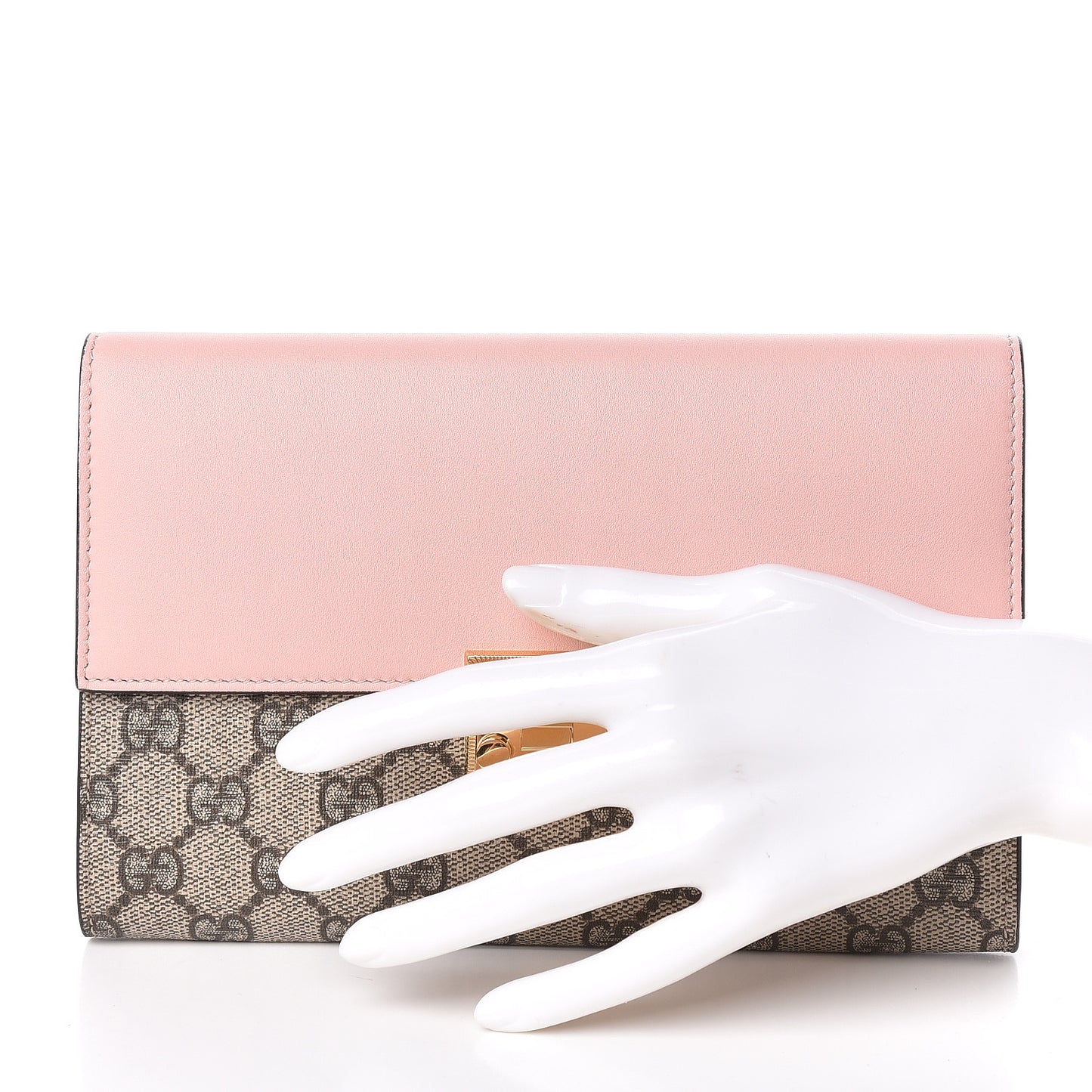 GG Supreme Monogram Calfskin Padlock Clutch Beige Perfect Pink