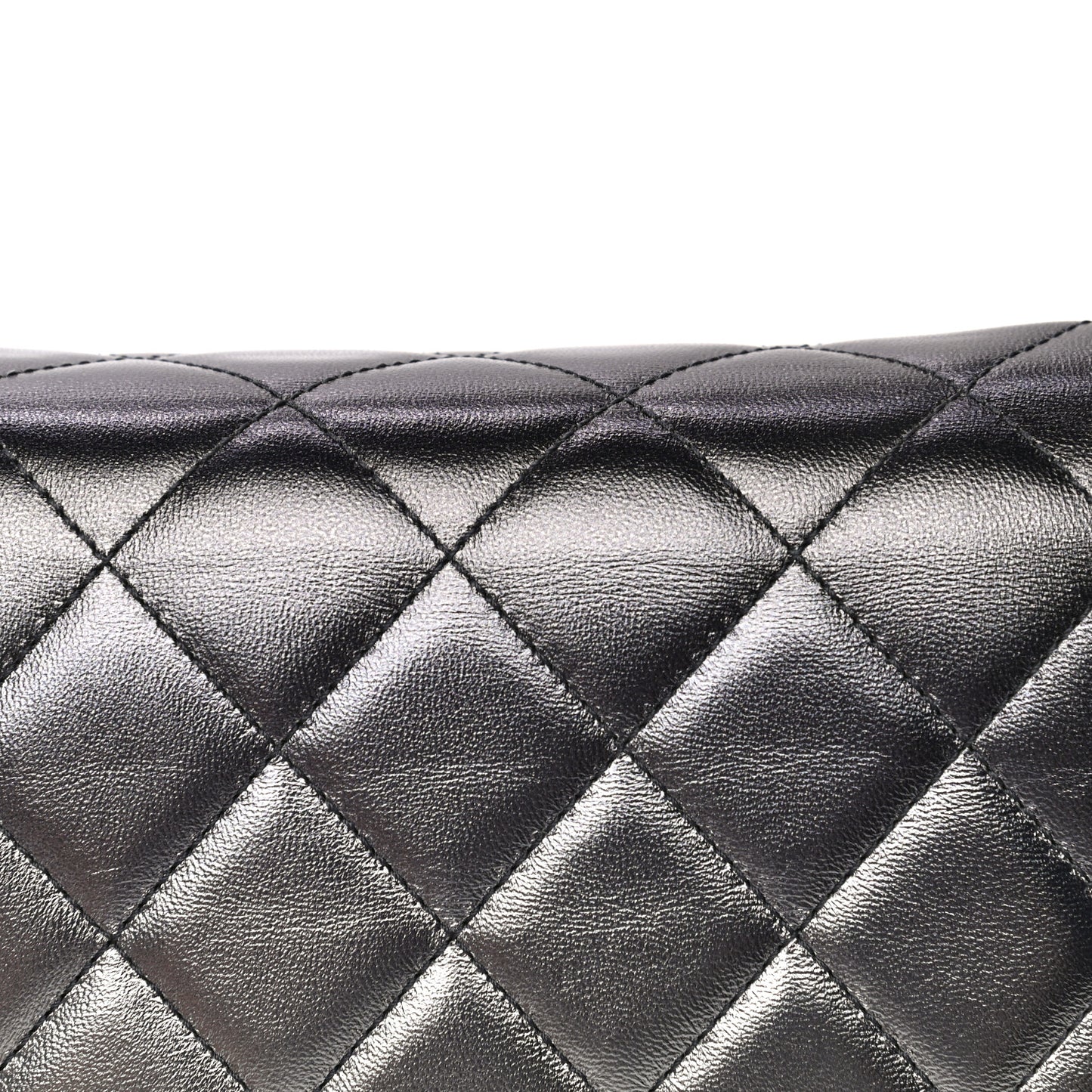 Metallic Lambskin Like A Wallet Flap Silvery Black