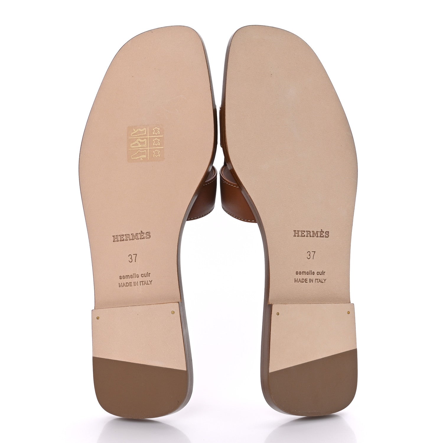 Hermes Box Calfskin Oran Sandals 37 Gold 5 of 8
