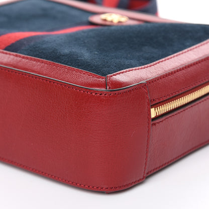 Gucci Suede Calfskin Web Small Ophidia Top Handle Shoulder Bag New Blue Romantic Cherry 9 of 9