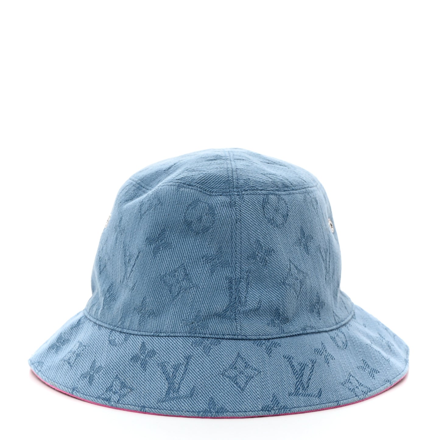 Monogram Denim Reversible Bucket Hat 58 Blue Pink