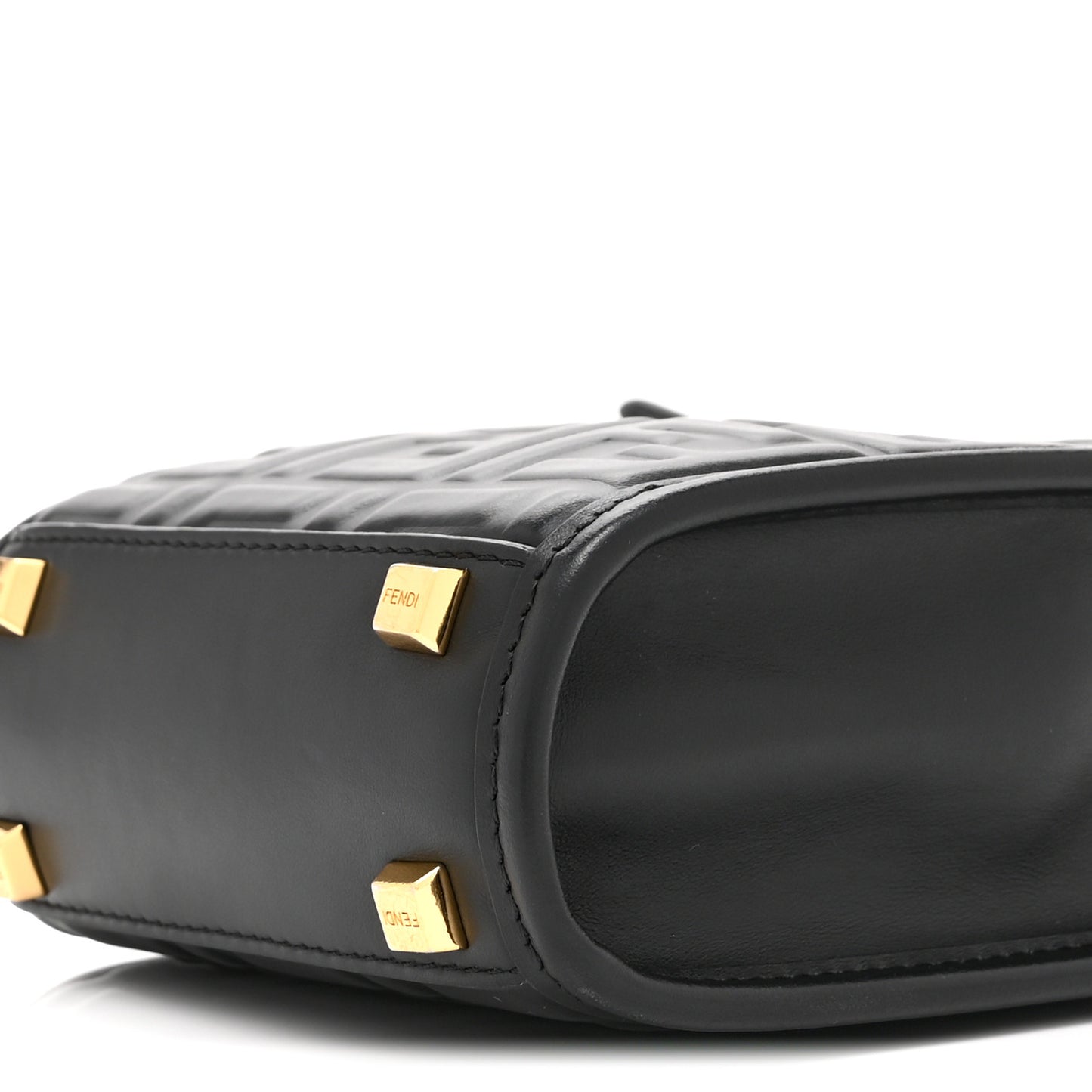 Vitello Plexiglass FF Embossed Mini Fendi Sunshine Shopper Tote Black