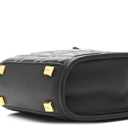Fendi Vitello Plexiglass FF Embossed Mini Fendi Sunshine Shopper Tote Black 10 of 10