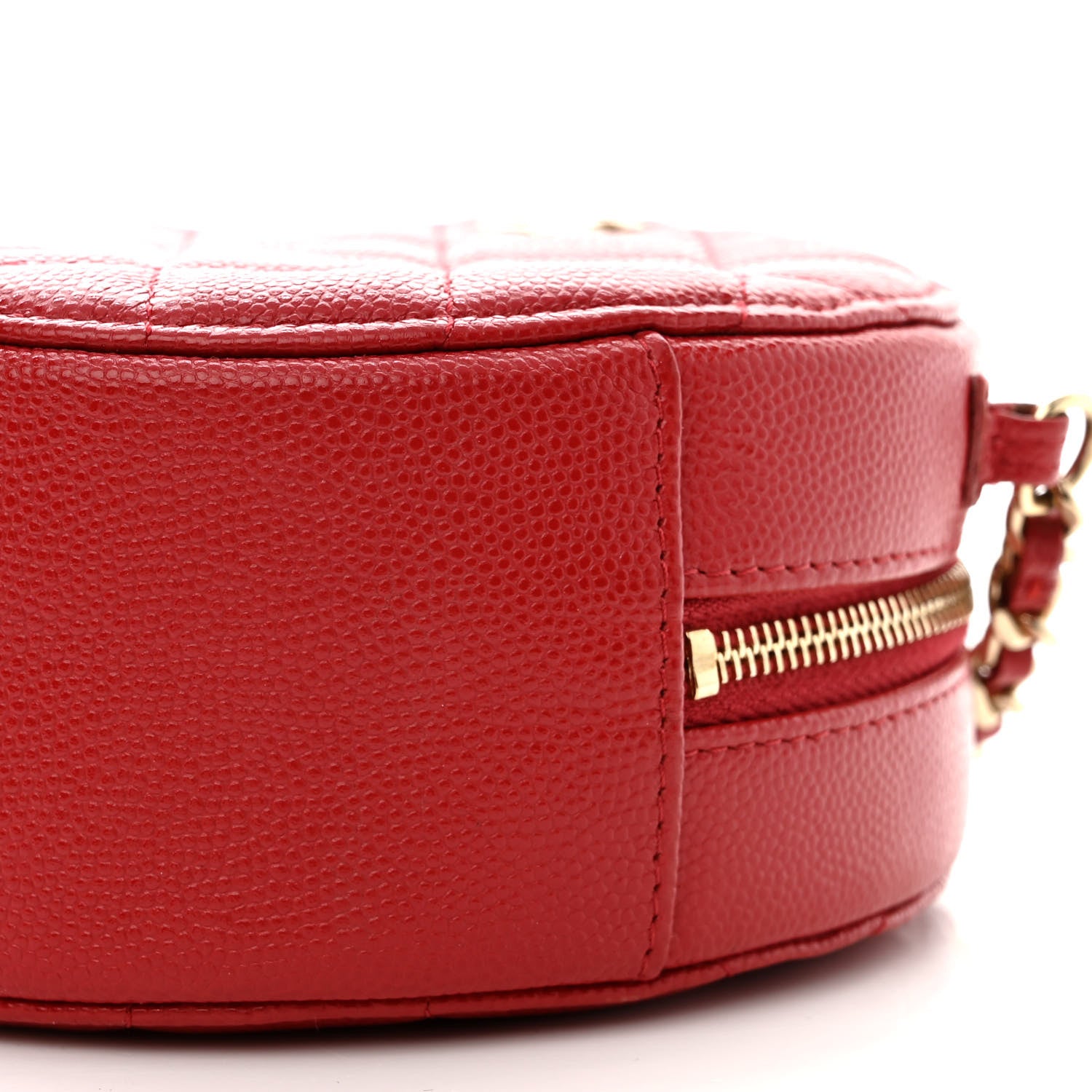 Chanel Caviar Quilted Round Clutch With Chain Red 10 of 12