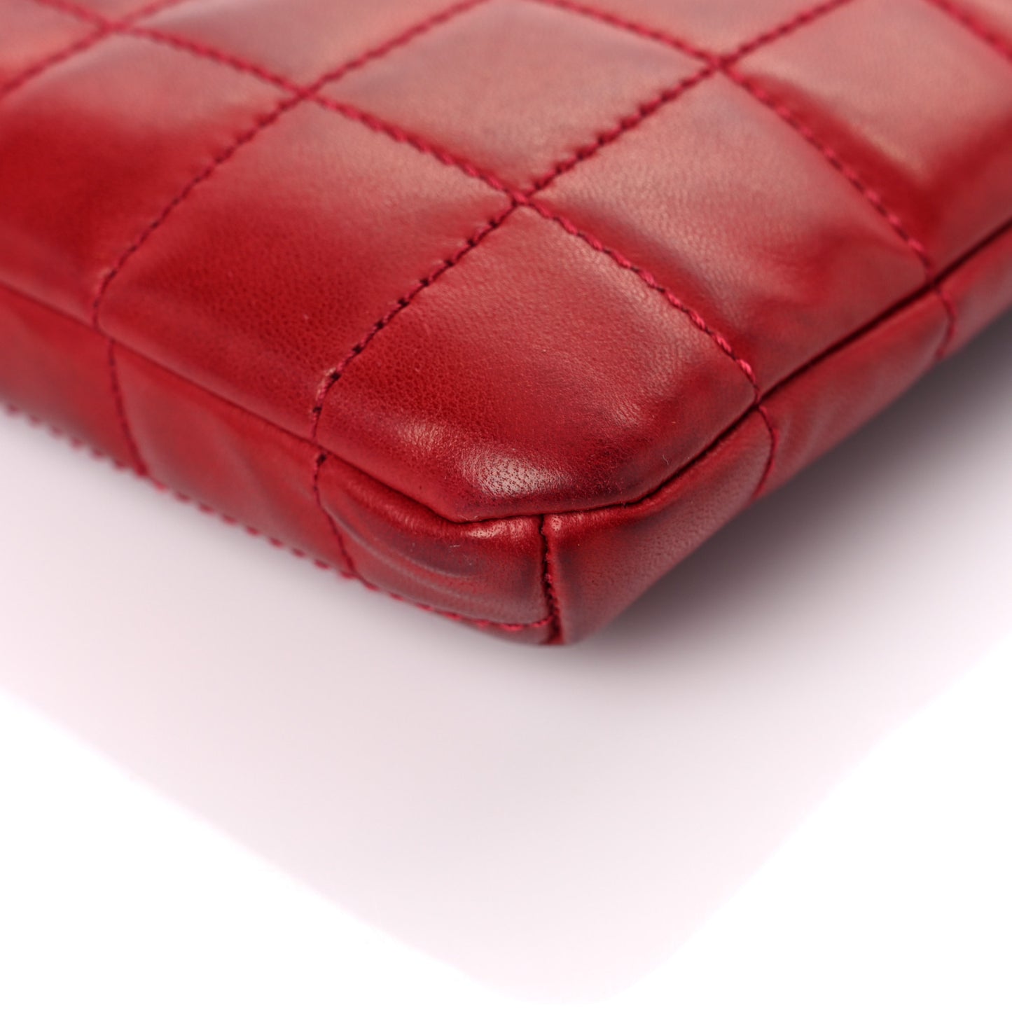Lambskin Chocolate Bar Mademoiselle Flap Shoulder Bag Red