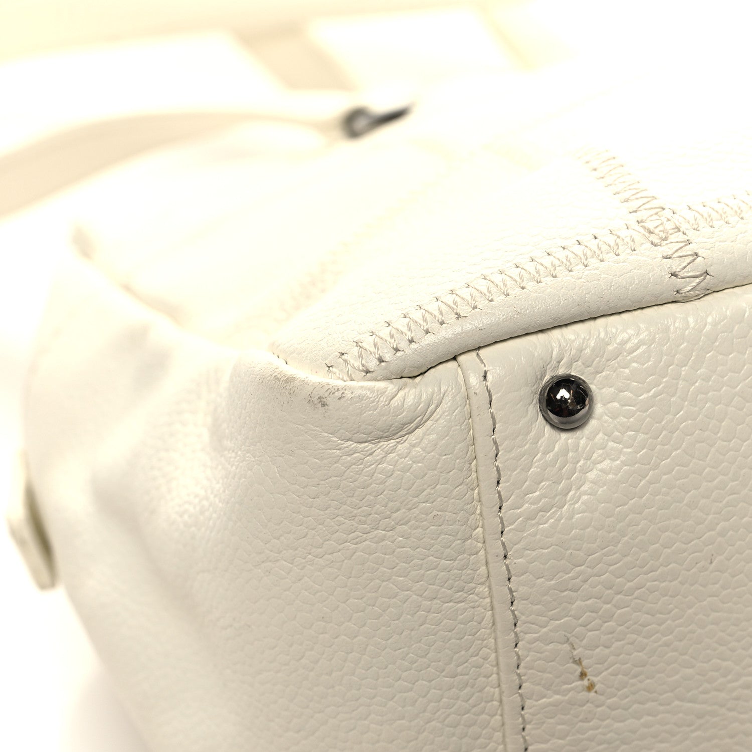 Chanel Caviar Square Stitched Bowler White 11 of 16