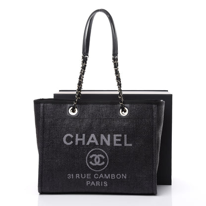 Chanel Woven Straw Raffia Small Deauville Tote Black 11 of 11