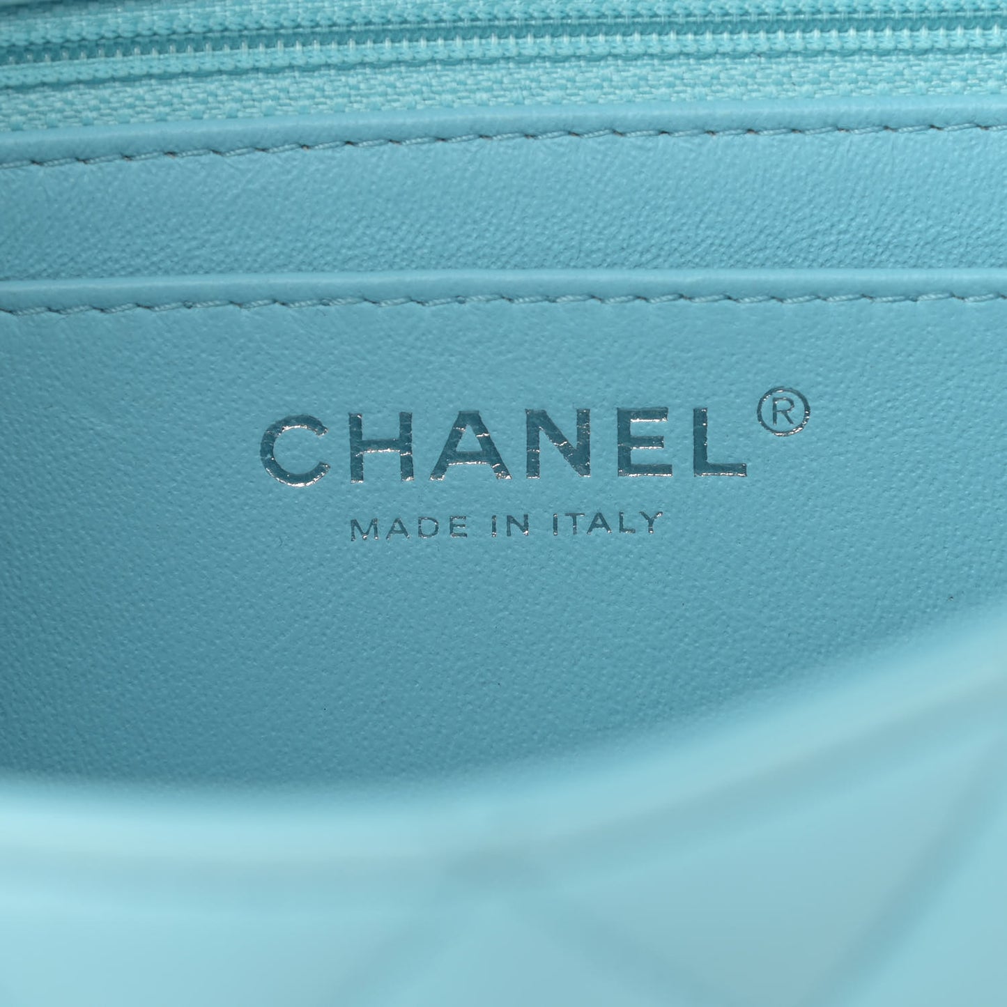 Lambskin Quilted Mini Rectangular Flap Light Blue