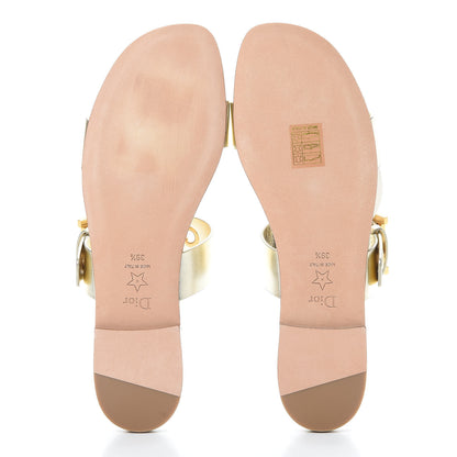 Christian Dior Laminated Calfskin D-Dior Slide Flat Sandals 39.5 Pale Gold 5 of 9