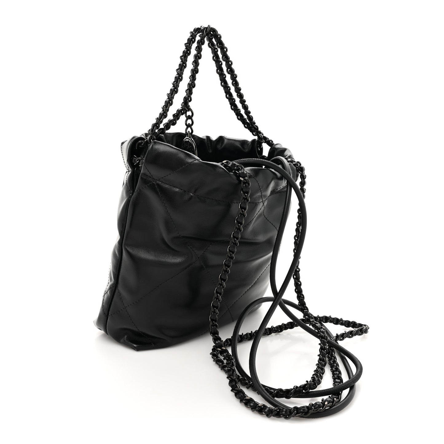 Shiny Calfskin Quilted Mini Chanel 22 So Black