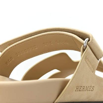 Hermes Suede Goatskin Womens Chypre Sandals 38 Beige Sable 9 of 10