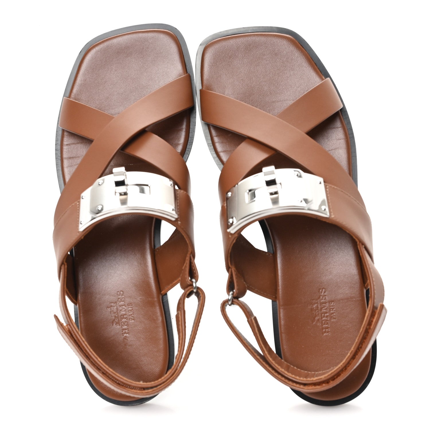 Hermes Calfskin Womens Ines Sandals 38 Gold 2 of 10
