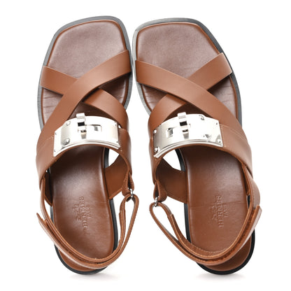 Hermes Calfskin Womens Ines Sandals 38 Gold 2 of 10