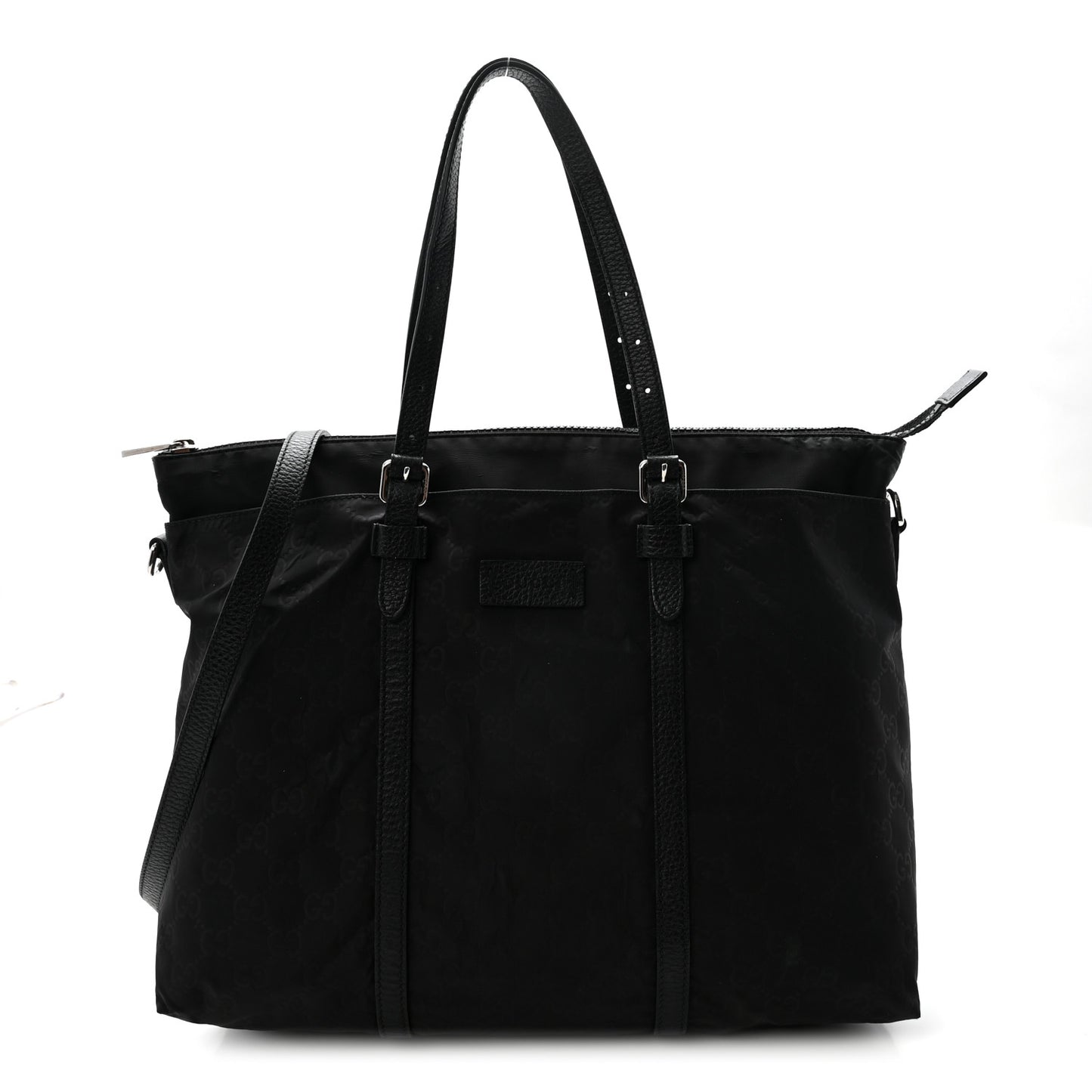 Nylon Monogram Dollar Calfskin Tote Black