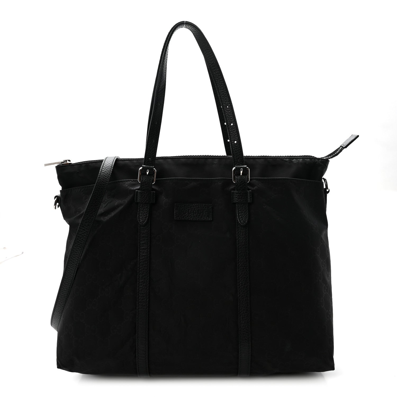 Gucci Nylon Monogram Dollar Calfskin Tote Black 1 of 11