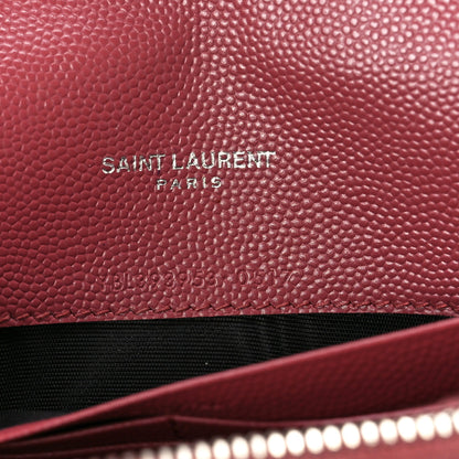 Saint Laurent Grain De Poudre Matelasse Chevron Monogram Envelope Chain Wallet Blush Fonce 7 of 11