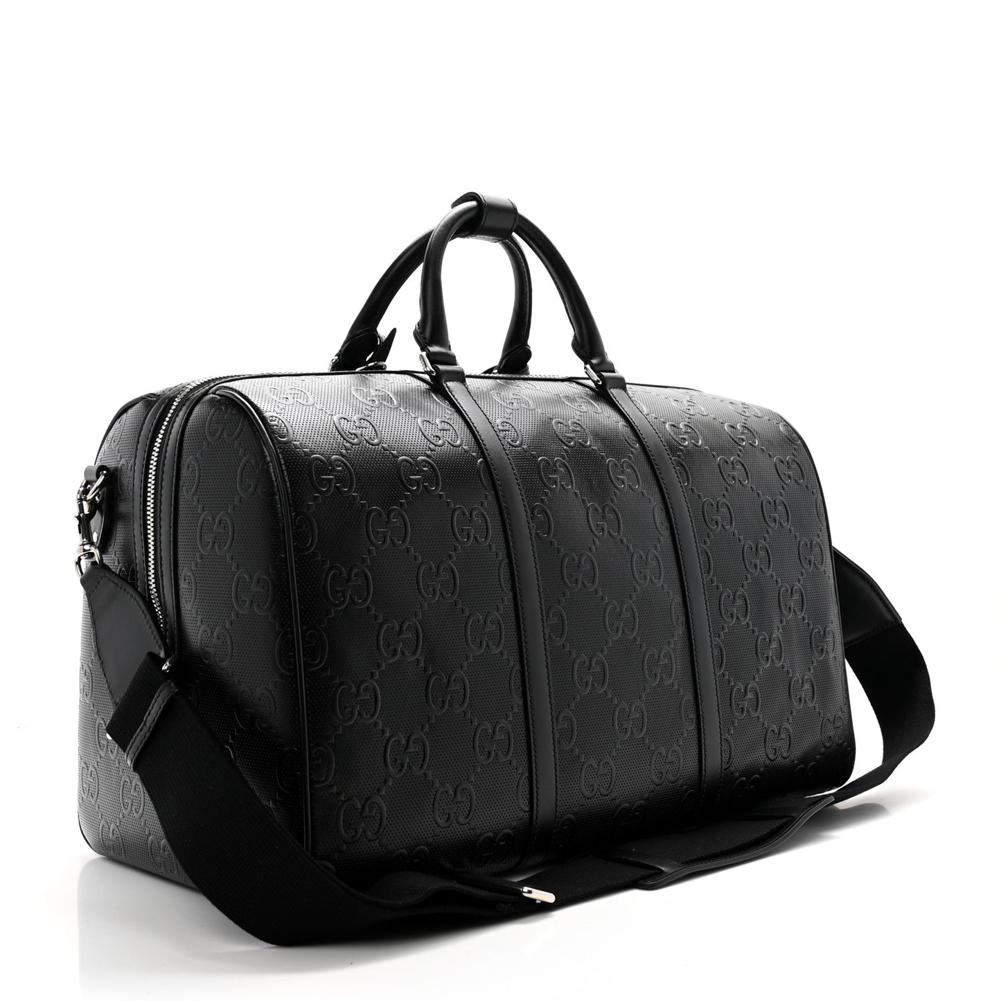 Calfskin GG Tennis Embossed Duffle Bag Black