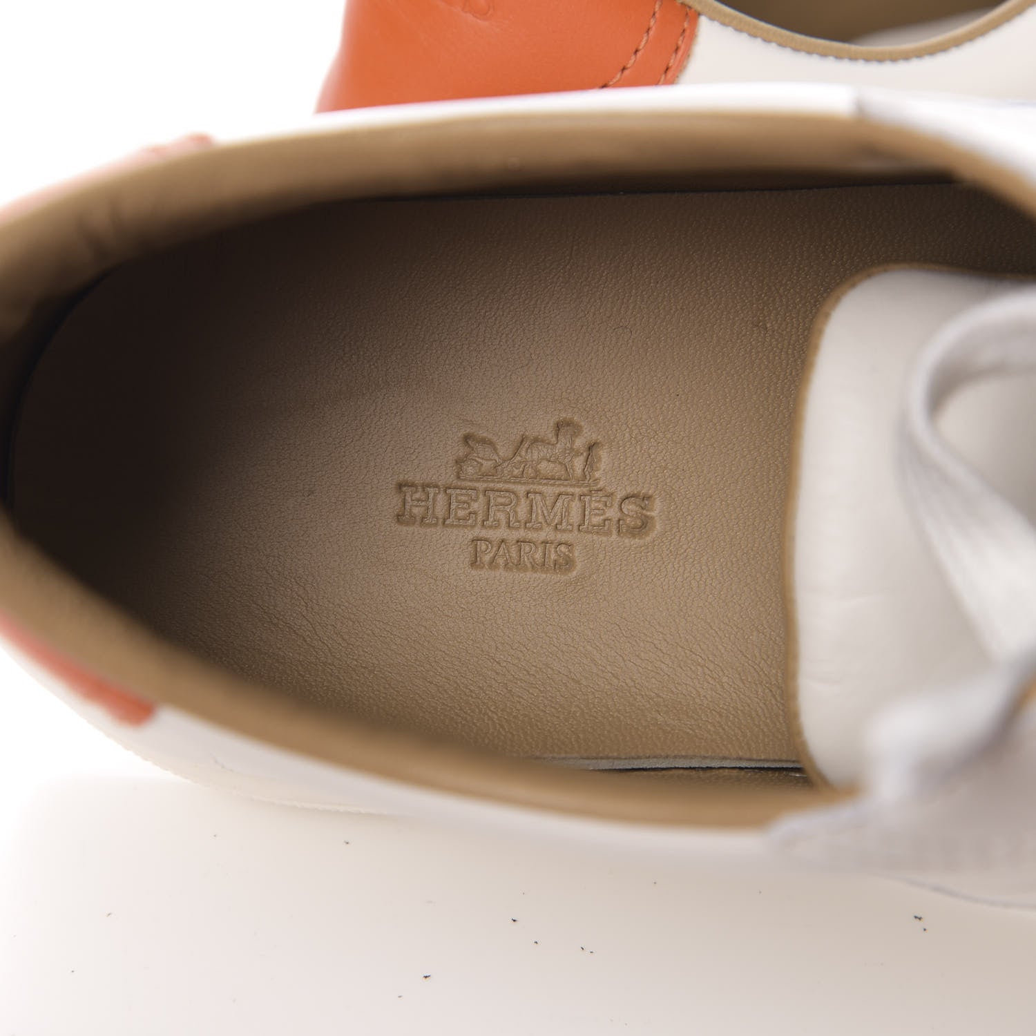 Hermes Calfskin Womens Quicker Sneakers 41 White Orange 6 of 9