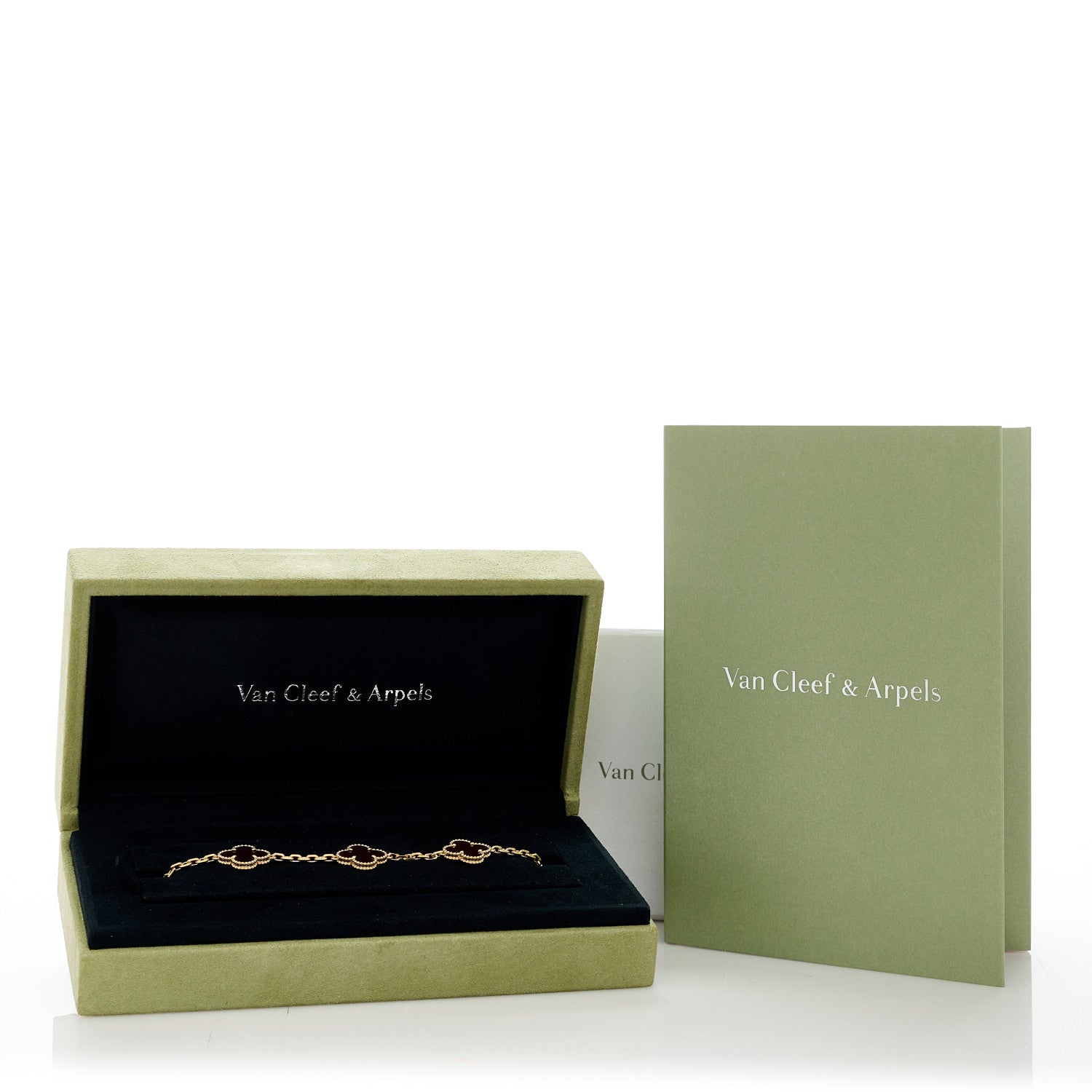 Van Cleef & Arpels 18K Yellow Gold Carnelian 5 Motifs Vintage Alhambra Bracelet 2 of 6