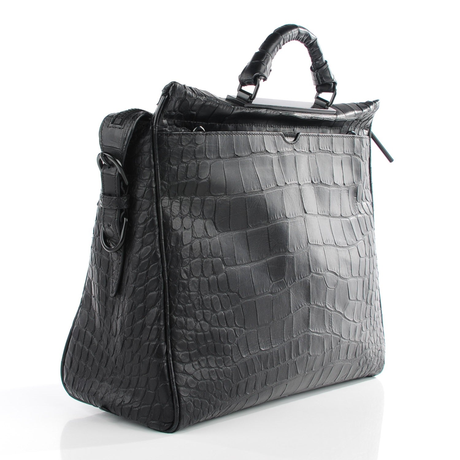 3.1 Phillip Lim Crocodile Embossed Large Ryder Satchel Black 2 of 8