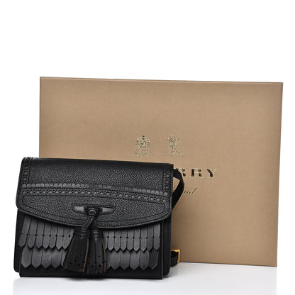Burberry Grainy Calfskin Broguing Tassel Small Macken Crossbody Bag Black 13 of 14
