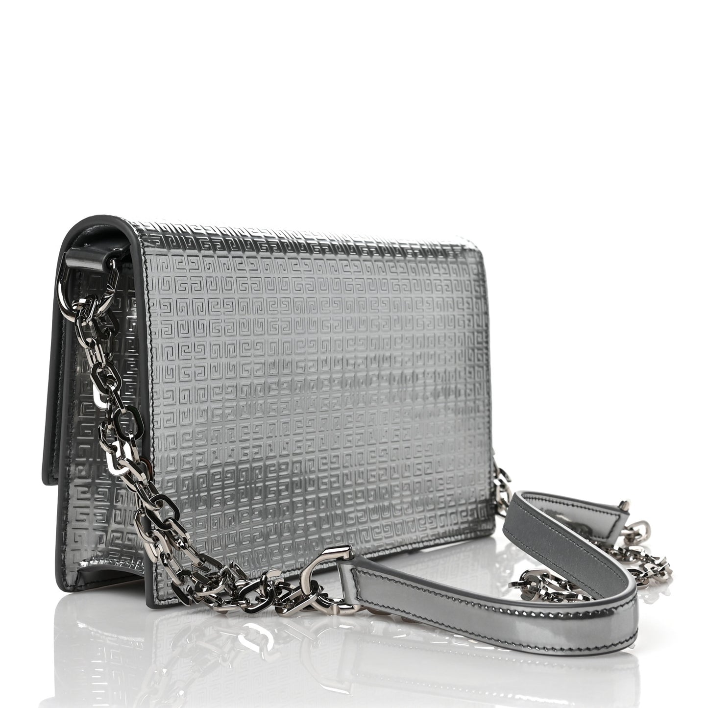 Metallic Calfskin 4G Embossed Small 4G Crossbody Silver