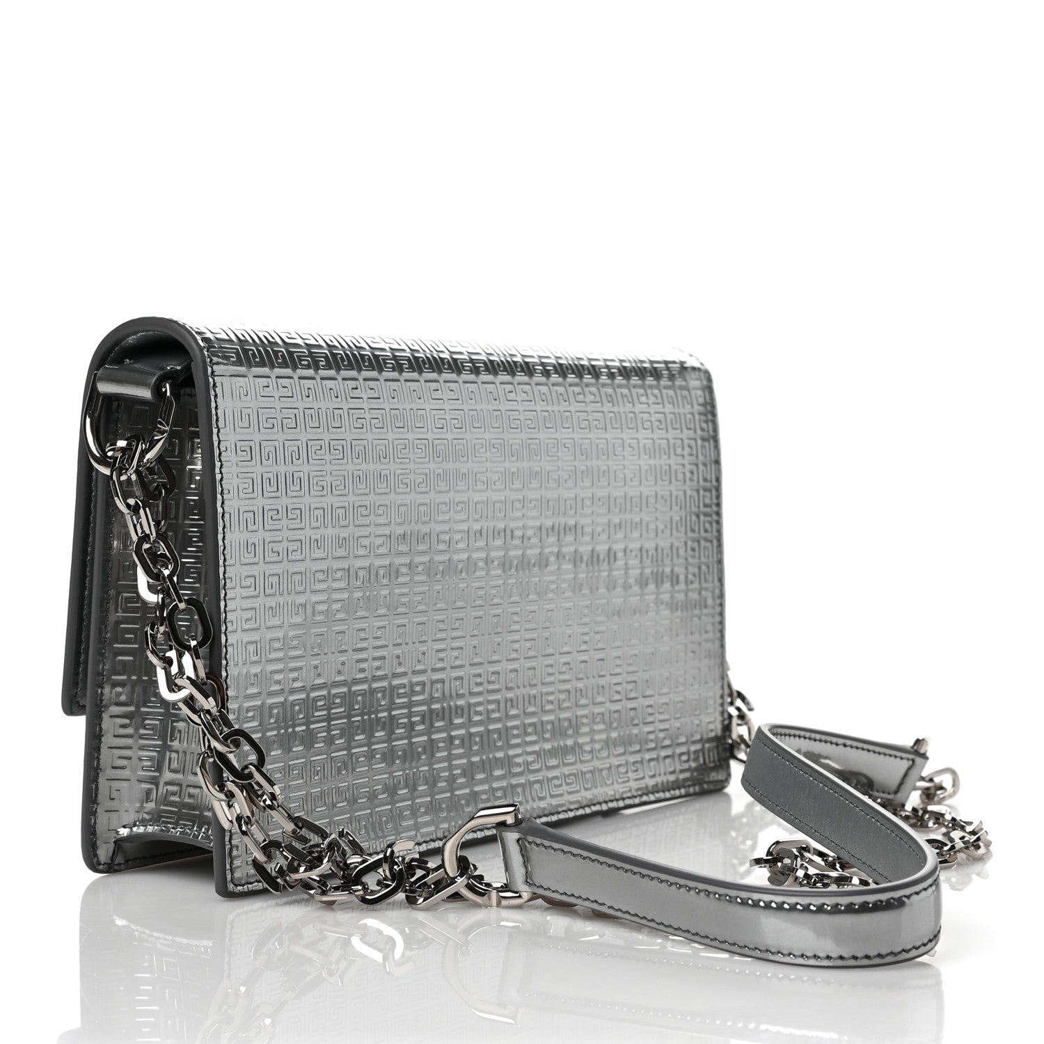 Givenchy Metallic Calfskin 4G Embossed Small 4G Crossbody Silver 2 of 7