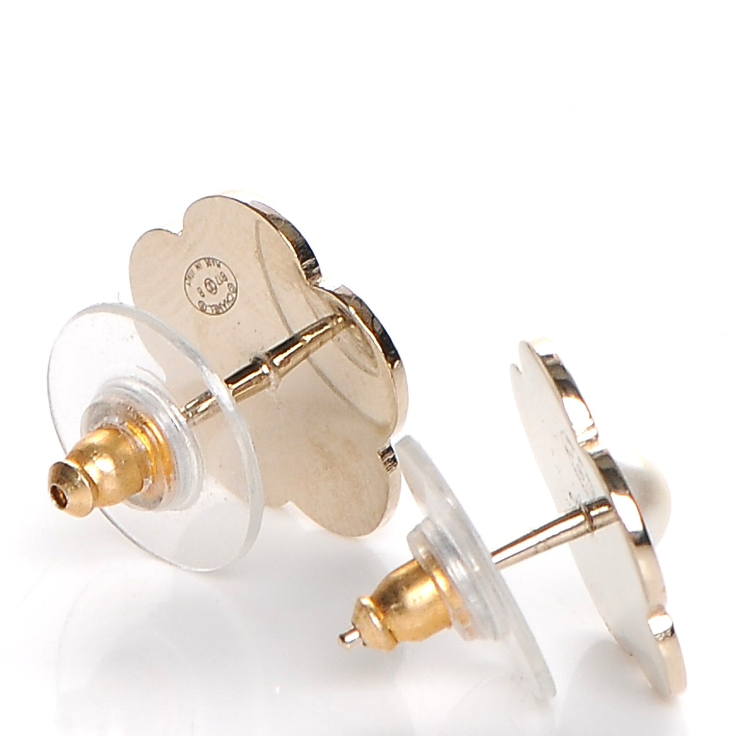 Pearl CC Camellia Earrings Gold