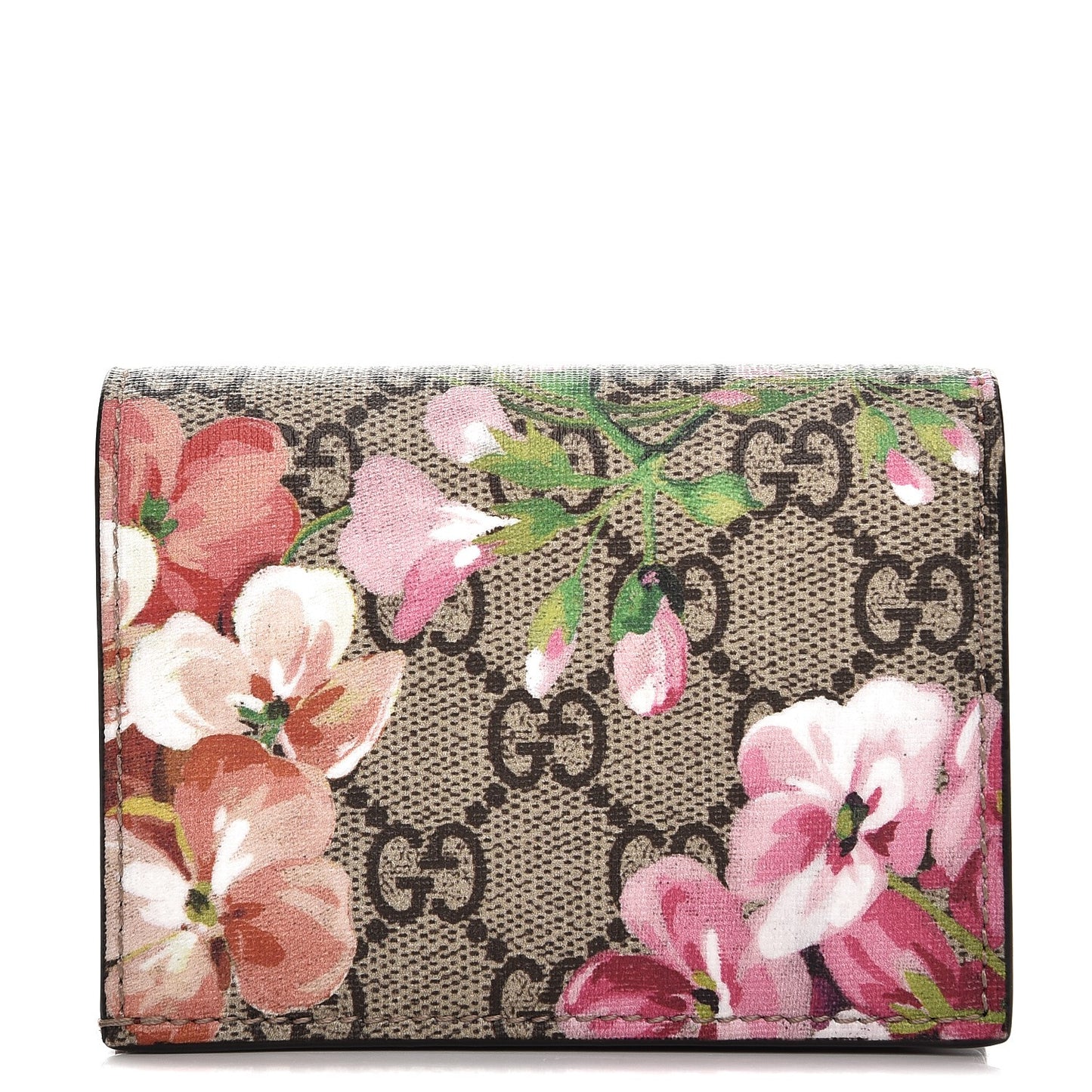 GG Supreme Monogram Blooms Card Case Wallet Beige Multicolor Dry Rose