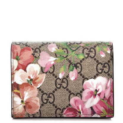 Gucci GG Supreme Monogram Blooms Card Case Wallet Beige Multicolor Dry Rose 1 of 8