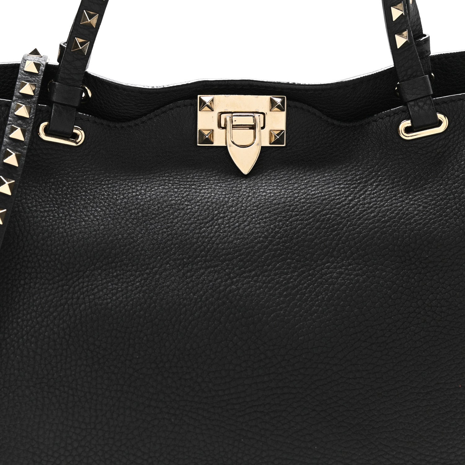 Valentino Garavani Pebbled Calfskin Medium Rockstud Tote Black 8 of 10