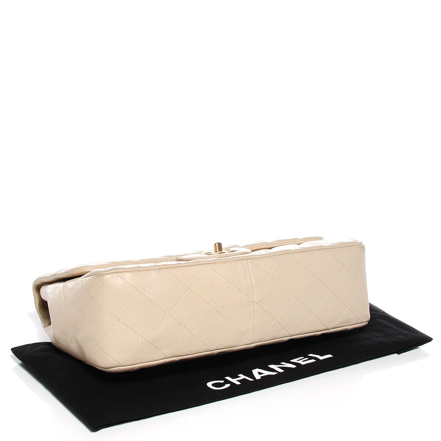 Lambskin Quilted Jumbo Single Flap Light Beige